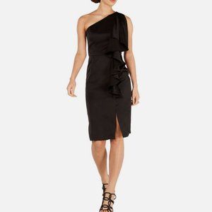 NWT Vince Camuto Women's Black Sheath One Shoulder Ruffle Dress